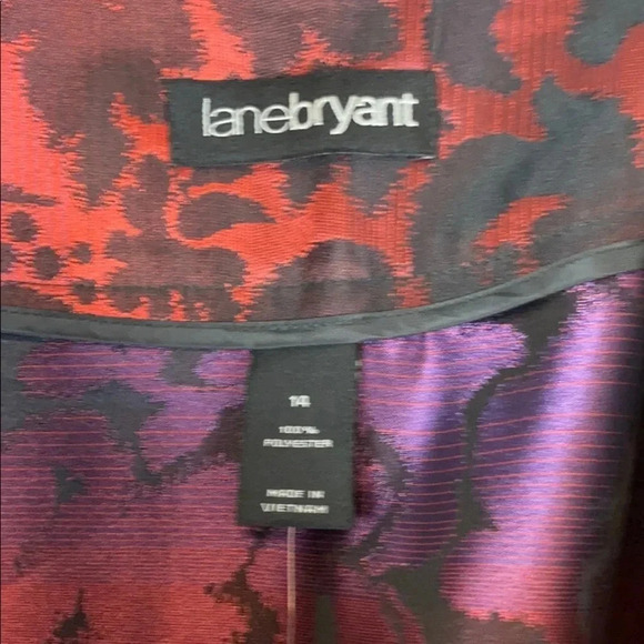 Lane Bryant NEW Women’s 14 Pleated Front Skirt Damask Red Black Shimmer - Picture 3 of 5